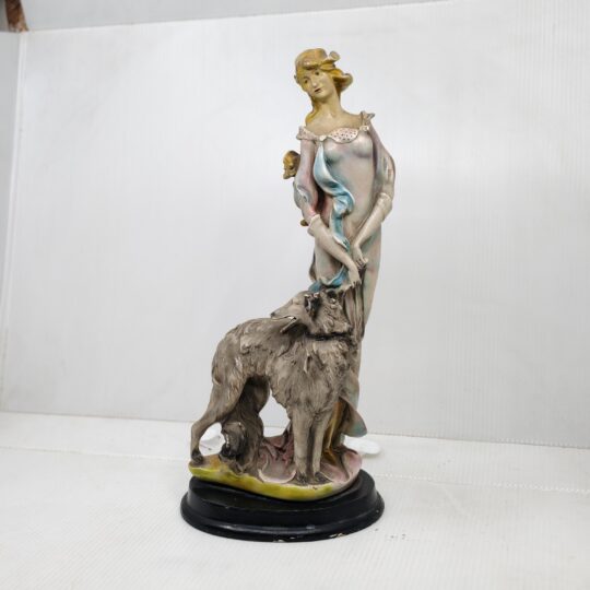 Harmony in Grace – Art Nouveau Lady with Borzoi & Dove Figurine
