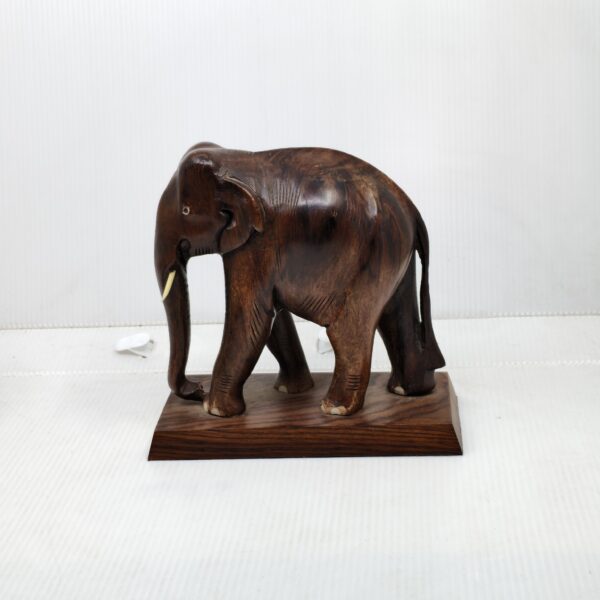 Hand-Carved Wooden Elephant Figurine