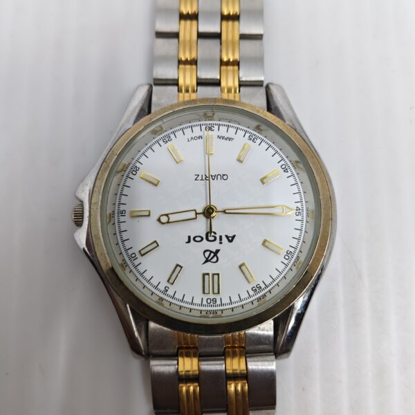Ajgor Quartz Watch – Gold & Silver Strap 1 Ajgor Quartz Watch – Gold & Silver Strap