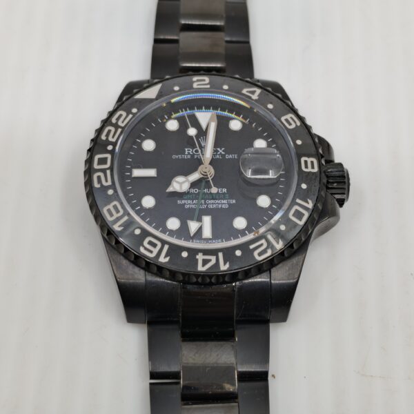 Rolex Pro Hunter GMT-Master II | Custom black Rolex watch | Ceramic bezel GMT watch | Luxury chronometer with green GMT hand